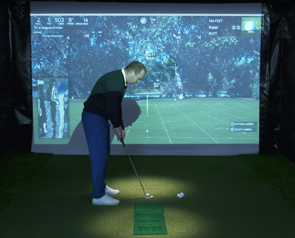 putting on a golf simulator