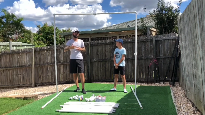 Build a frame for golf hitting net