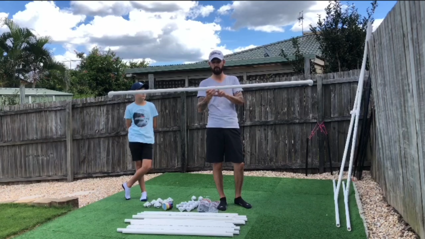 Make some poles for golf hitting net