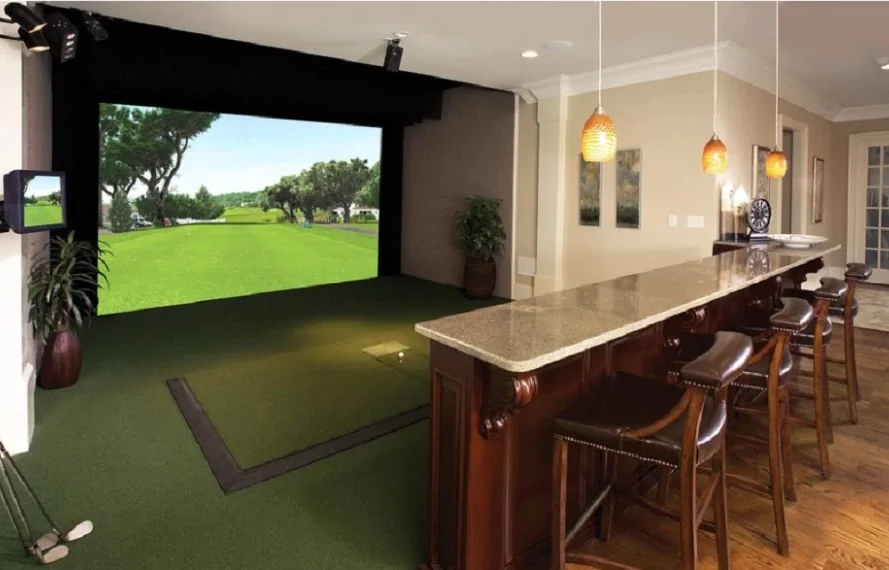 beautiful golf simulator in home