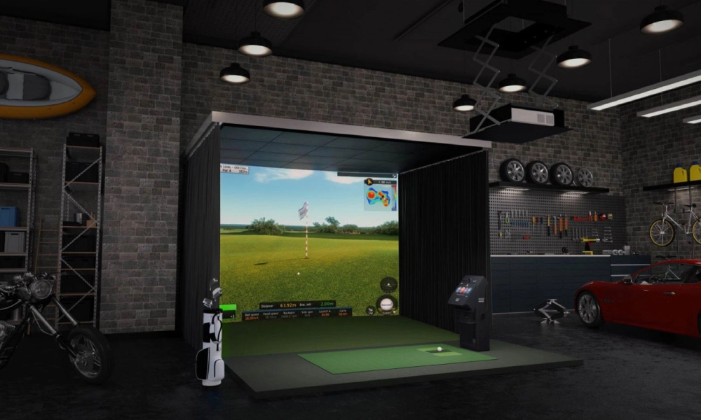 air conditioned golf simulator room design