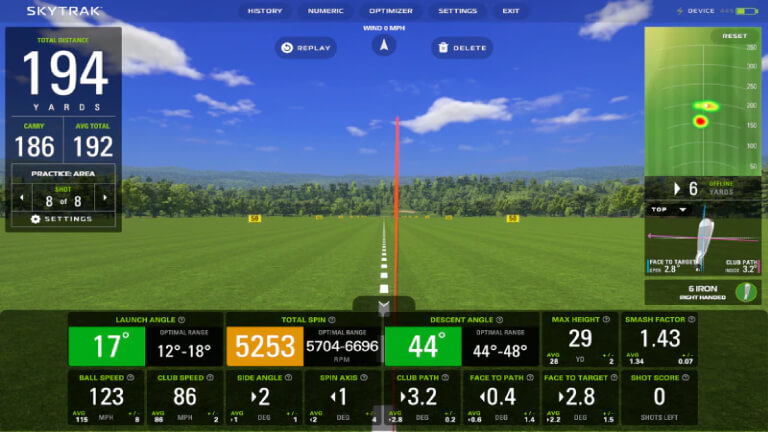 Data Parameters of SkyTrack Launch Monitor