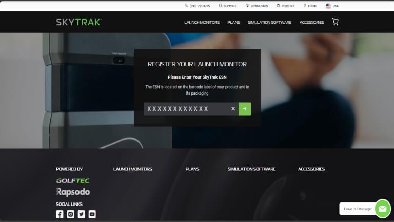 Register on SkyTrak Website