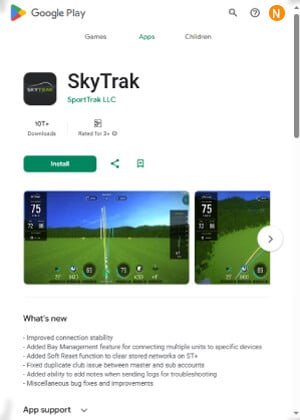 SkyTrak android app